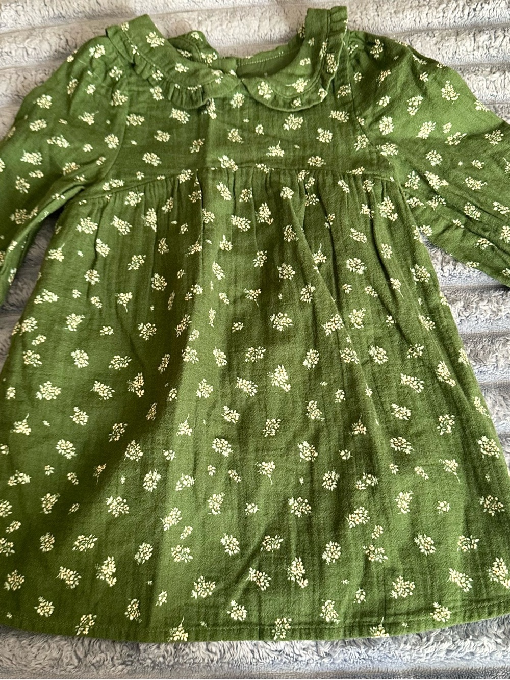 cloud island Olive Green Floral Long Sleeve Dress